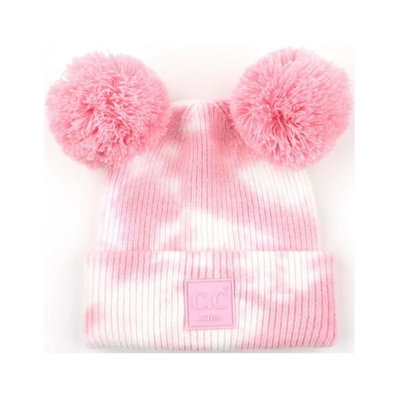 CC Kids Pom Pom Tie-Dye Beanie - Soft, Warm Hats for Babies and Toddlers - Cozy Winter Wear