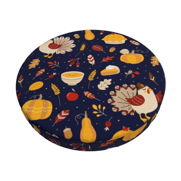 Balery Turkey And Autumn Fundas de asiento para taburete de bar redondo de tela de terciopelo ajustables que protegen de arañazos y manchas para sillas de 14 a 17 pulgadas.-12 inch