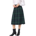 thumbnail image 4 of INSPIRE CHIC Women's Plaid Skirt Vintage High Waist A-Line Pleated Midi Skirt with Pockets Dark Green XL, 4 of 5