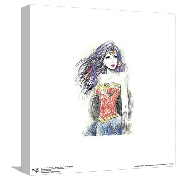 Gallery Pops DC Comics Wonder Woman - Color Sketch Canvas Wall Art, Unframed Version, 12" x 12"