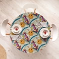 thumbnail image 4 of Ambesonne Emoji Fitted Round Tablecloth, Boho Floral You Are Loved, 56"- 60" Diameter, Pale Khaki and Apricot, 4 of 5