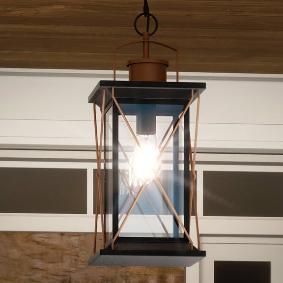 Luxury Colonial Outdoor Pendant, 21''H x 9''W, with Tudor Style Elements, French Country Design, Olde Bronze Finish and Shatterproof Glass, UHP1231