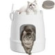 thumbnail image 1 of Caja de arena para plantas para gatos con tabla rascadora y pala, caja de arena para gatos cubierta oculta con control de olores y filtro de carbono en sala de estar, dormitorio, blanco, 1 of 9