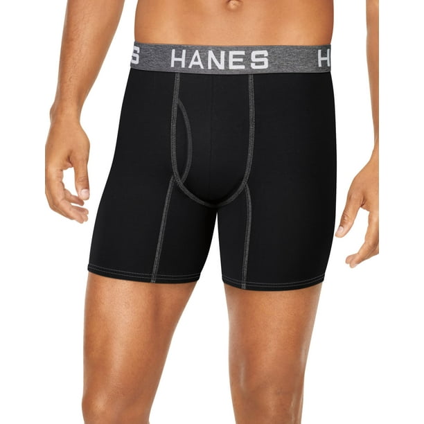 Hanes Mens Ultimate Comfort Flex Fit Ultra Soft Cotton/Modal Boxer Briefs  Black/ 