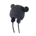 thumbnail image 2 of Cethrio Toddler Boys Winter Hats, Warm Stretchy Ear Flap Knit Kids Beanies Dark Gray Size 0-1 T, 2 of 4