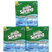 3 Pack Irish Spring Moisture Blast Deodorant Bar Soap 3.75oz bars 3 Each