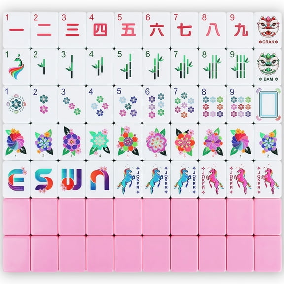 168 Tiles American Mahjong Set, 1.2" Cute Engraved Mah Jongg Tile with Bag