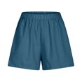 thumbnail image 4 of RYRJJ Cotton Linen Shorts for Women Trendy High Waisted Short Casual Summer Pull On Beach Wide Leg Shorts with Pockets(Blue,S), 4 of 6