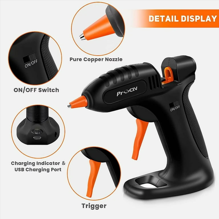 Rechargeable Cordless Fast Preheating Hot Glue Gun Kit with 30PCS Glue  Sticks