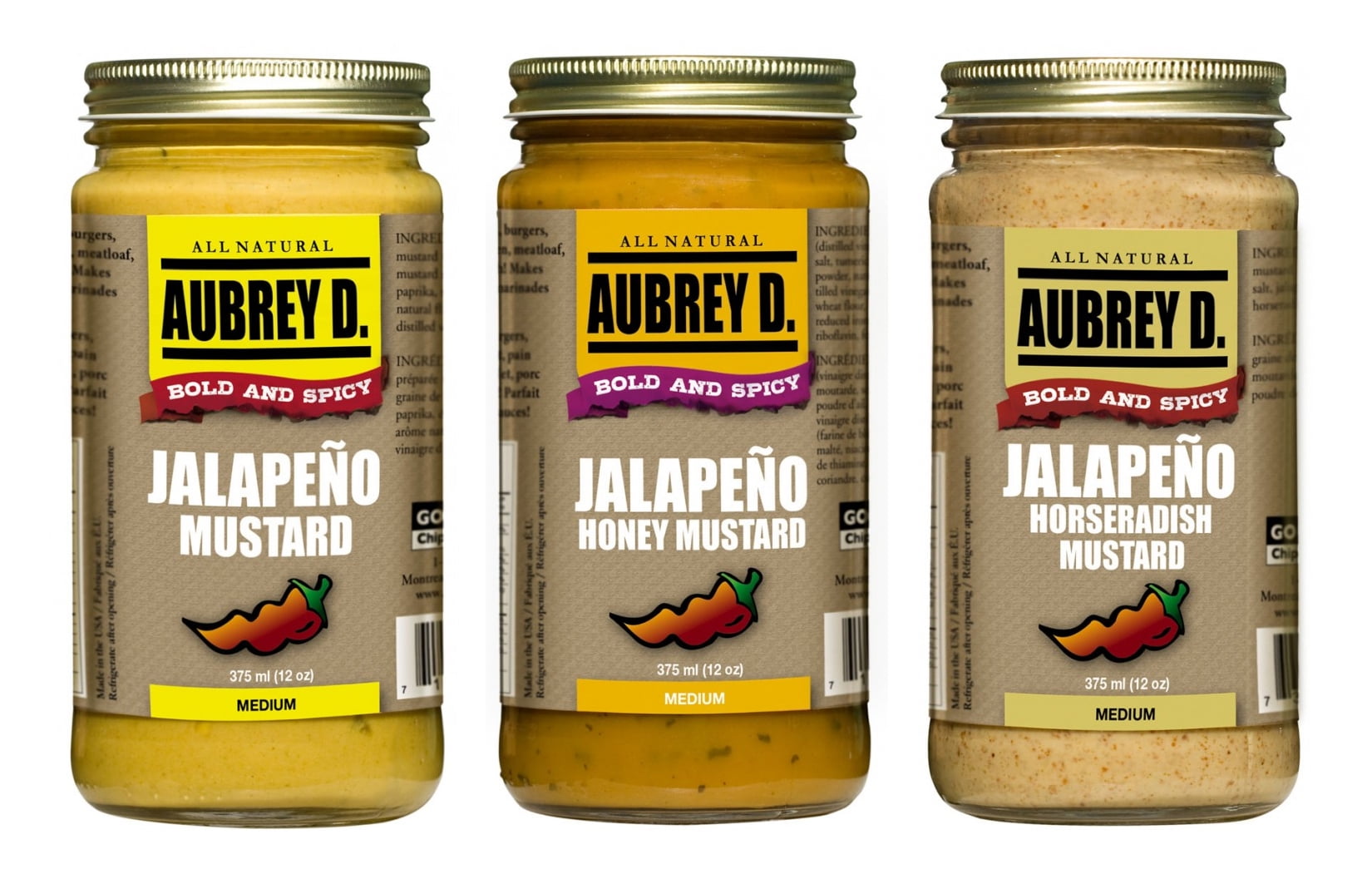 Aubrey D. Hot and Sweet Jalapeno Honey Mustard, Spicy Jalapeno Mustard