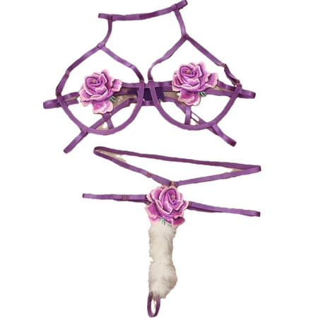 

Floral Print Sexy Sets Purple Plus Size Sexy Lingerie (Women s)