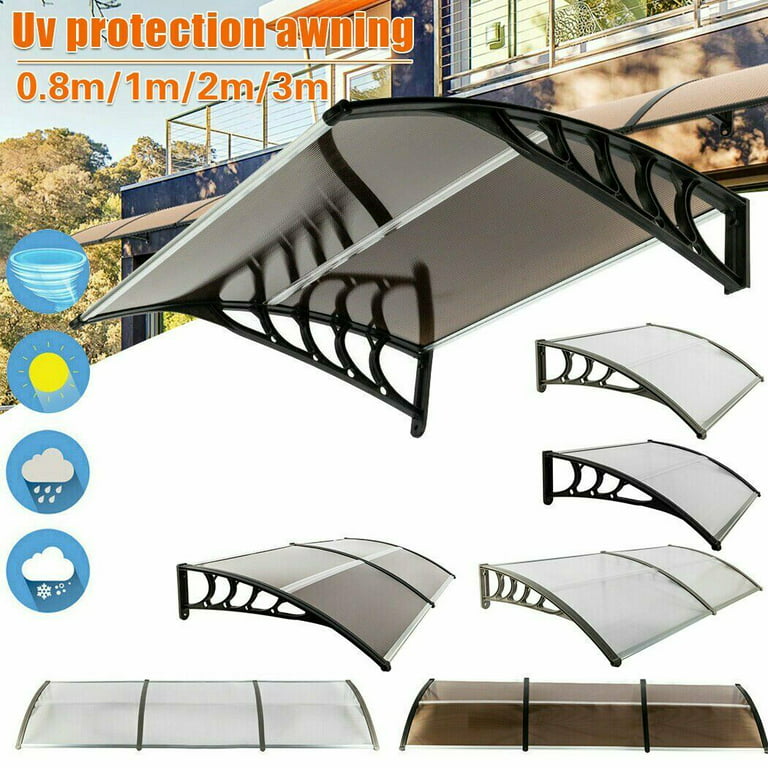Ship From US] Goorabbit Front Door Awnings Canopies, Modern Polycarbonate  Window Awning Cover, Patio Eaves Canopy Decorator, Door Window Rain Cover(29x39,Brown  Board & White Holder) 