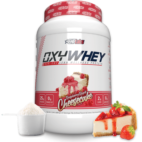 EHPlabs OxyWhey Whey Protein Powder Protein Shake - 25g of Whey Protein Isolate Meal Replacement Shake, Non-GMO, Post Workout Protein Shakes, Isolate Protein Powder - 25 Serves (Raspberry Cheesecake)