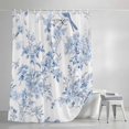 thumbnail image 3 of Shower Curtains for Bathroom, Blue White Flowers Waterproof Fabric Shower Curtain, Spring Summer Floral Botanical Decorative Bathroom Curtain for Bathtub, 72"x72", No Hooks Included, 3 of 9