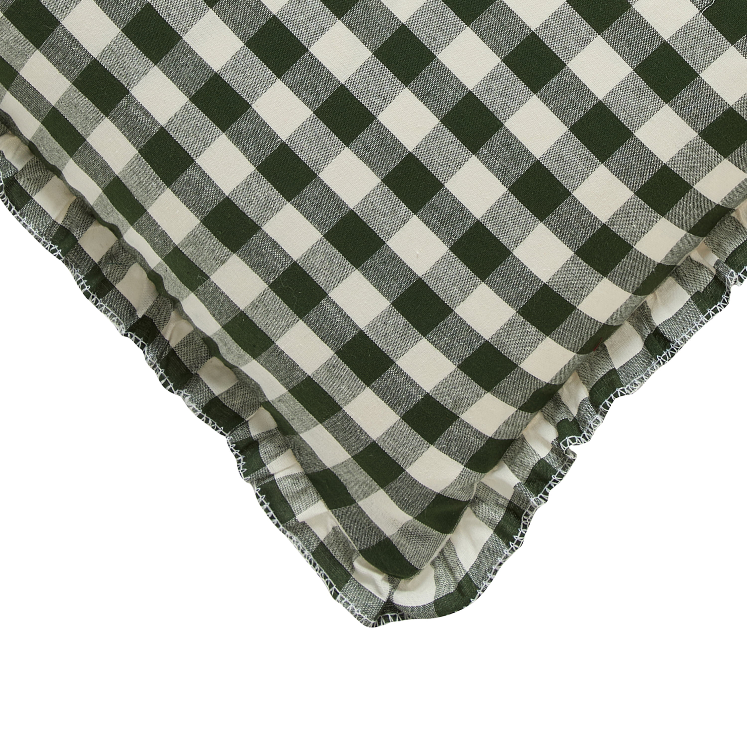 My Texas House 18 in x 18 in Ivory/Green Micro Gingham Decorative Pillow