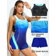 thumbnail image 6 of Alove Womens Sports Gradient Swimwear One Piece Swimsuit Color Block Sports Swimsuits Flat Leg, 6 of 7