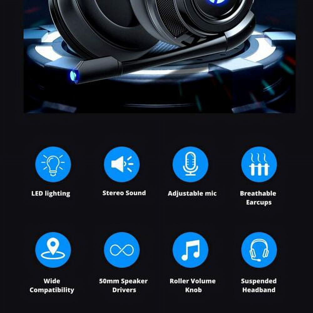 HP Wired Stereo Gaming Headset with mic, for PS4, Xbox One, Nintendo Switch, PC, Mac, Laptop, Over Ear Headphones PS4 Headset Xbox One Headset and LED Light