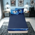 thumbnail image 4 of meiyoeat Cool Soccer Zipper Full Size Comforter Sets with Fitted Sheet and 2 Pillowcases for Kids Girls, Water Splash Zipper Bedding Set for Bedroom, Blue Black, Blue ReversibleB, 4 of 6