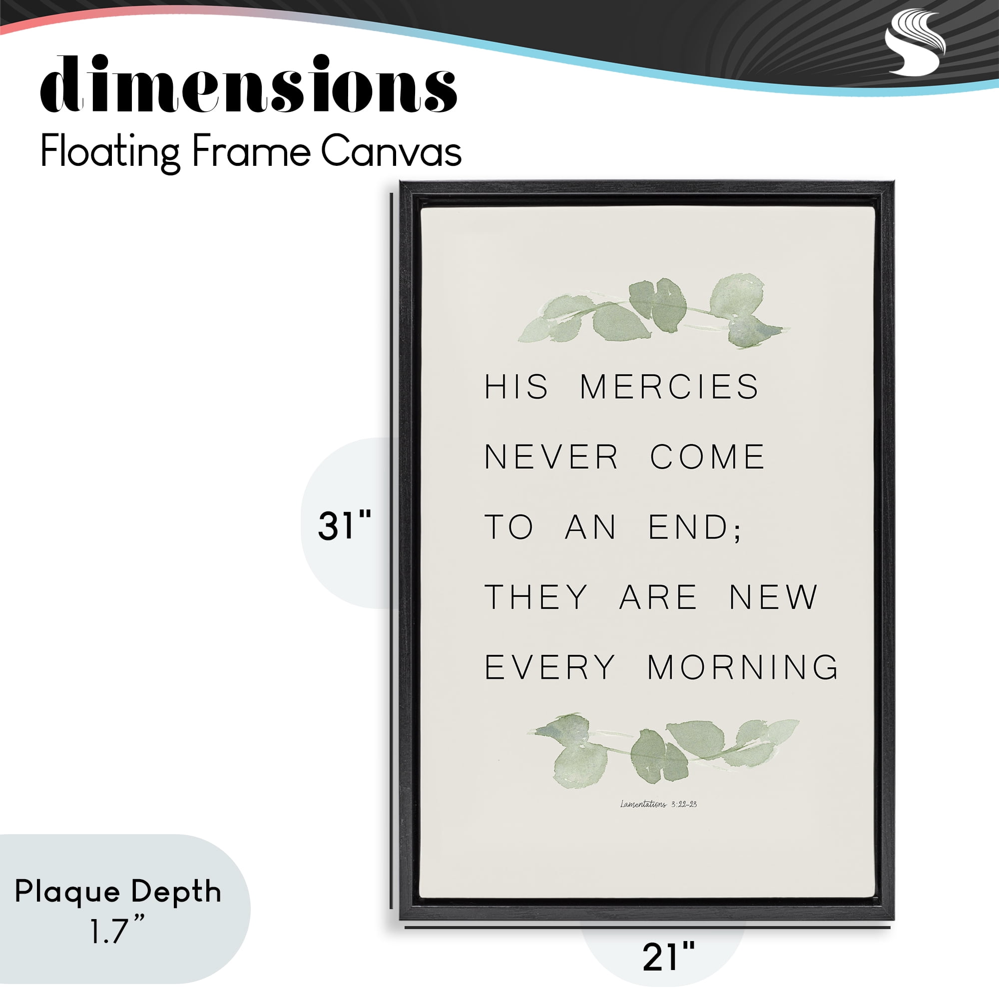 Stupell Industries Mercies New Every Morning Black Framed Floater Canvas Wall Art, design by Lucille Price