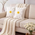 thumbnail image 2 of Set of 2 White Daisy Flower Pillow Covers 18x18 Embroidered Spring Summer Floral Pillow Covers Room Decor Decorative Cute Faux Fur Soft Flower Farmhouse Decor for Bed Couch Dormitories, 2 of 7