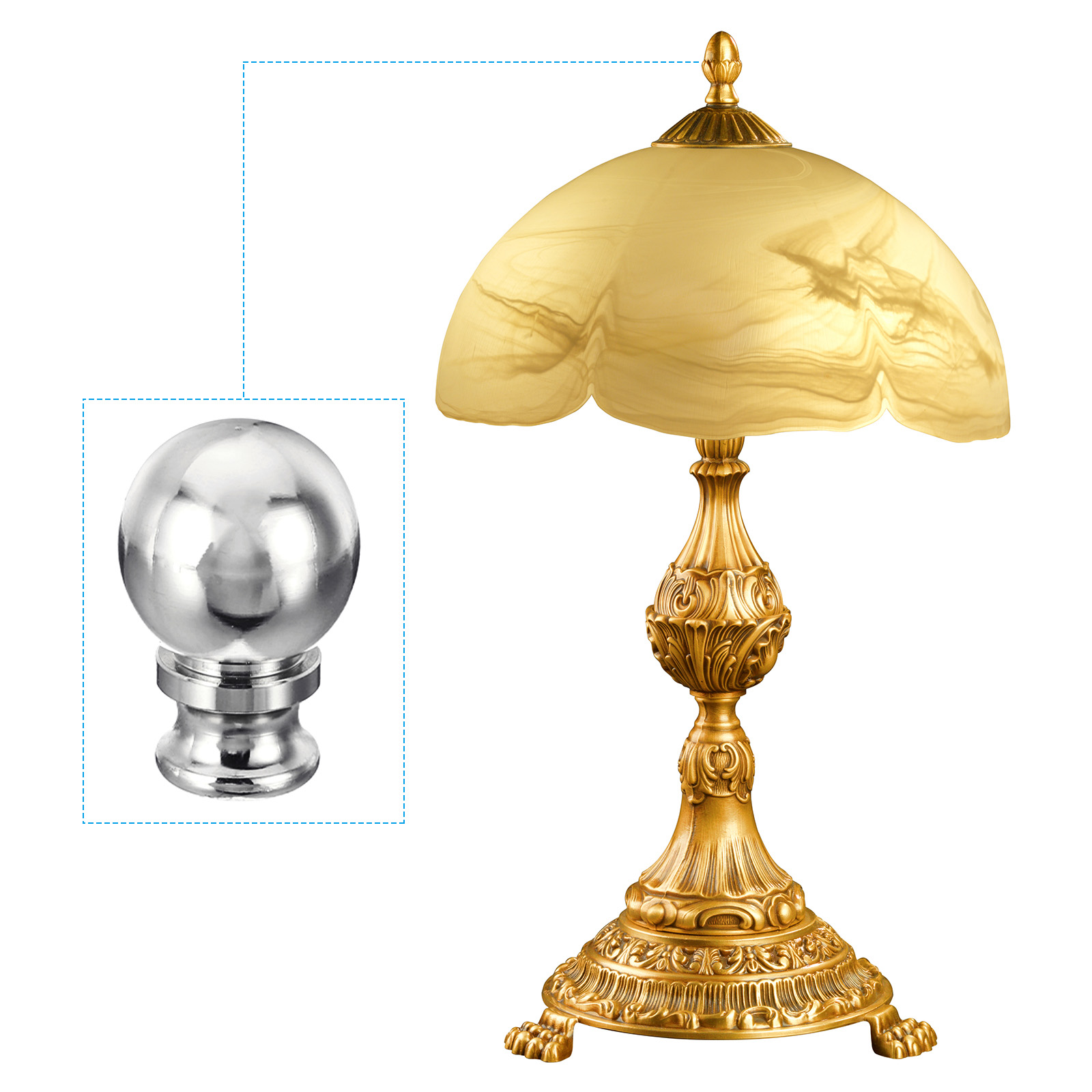 2-Pack Lamp Finial Cap Knob – Silver Nickel 1/4-27 Threaded Topper For Table & Floor Lamps, Secures Lamp Shades