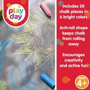 Play Day 20 Count Multicolor Anti-Roll Sidewalk Chalk