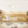 thumbnail image 3 of Mirightone Full Size Floor Bed, Wood Montessori Floor Beds with Fence Railings, Door & Slats Support, Twin Playhouse Bed Frame, (Natural), 3 of 6