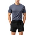 thumbnail image 3 of Maqroz Mens Two Piece Workout Sets Short Sleeve Crewneck T-Shirts Drawstring Shorts Casual Athletic Activewear Solid Gym Suits Summer Outfits, 3 of 6