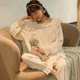 thumbnail image 4 of Pijamas para mujer en primavera, otoño e invierno, estilo palacio de manga larga, estilo princesa retro, ropa de hogar para mujer con rayas en los hoyos, 4 of 6