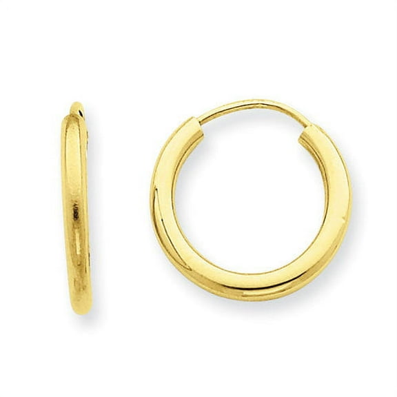 Primal Gold 14K Yellow Gold Round Endless 2mm Hoop Earrings