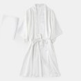 thumbnail image 5 of felwors Women's Short Kimono Robe Satin Bridal Party Bathrobe for Bridesmaid Satin Sleepwear Getting Ready White, XXL, 5 of 5