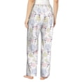 thumbnail image 3 of Naloa Hand Drawn Rabbit Print Women’s Ultra-Soft Comfy Pajama Lounge Pants with Pockets & Drawstring, 3 of 8