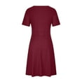 thumbnail image 5 of Aobny Womens Summer Dresses 2025 for Curvy Red Plus A-Line Mini V-Neck Short Sleeve Wrap Womens Beach Dresses, 5 of 6