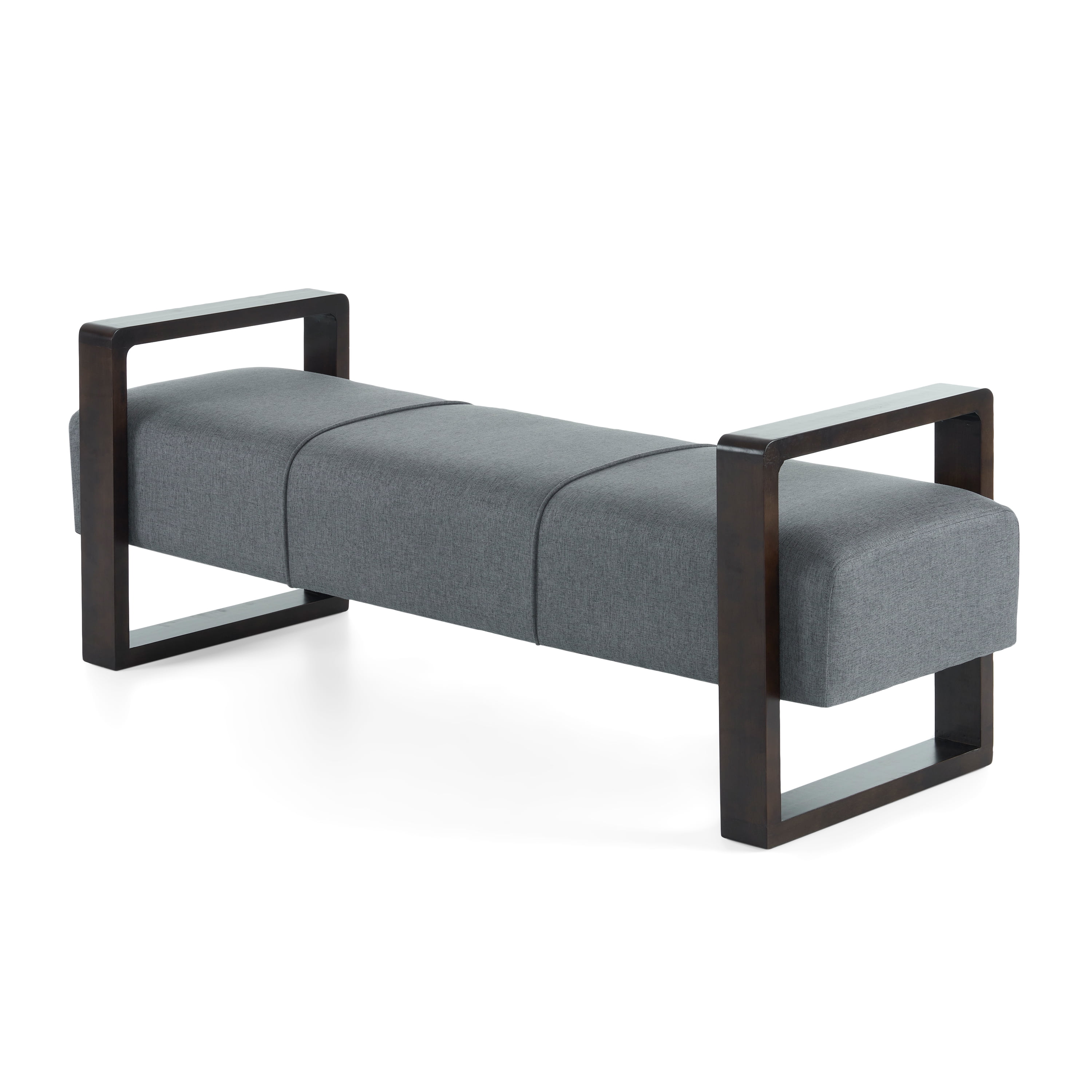Aukfa Long Linen Ottoman Bench,Upholstered Entryway/Bedroom Footrest & End-of-Bed Bench, 300 lbs Capacity,Gray