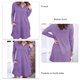 thumbnail image 4 of Vestido de mujer de manga larga con botones en la parte delantera, cuello en V, dobladillo suelto, vestido de otoño de color puro con dos bolsillos, 4 of 5
