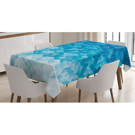 

Mindunm Geometric Tablecloth Geometric Gradient Digital Texture with Mosaic Triangle Pixel Graphic Print Art Dining Room Kitchen Rectangular Table Cover 60 X 84 Blue White