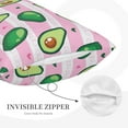 thumbnail image 2 of Plush Throw Pillow Covers, Cute Avocado Pink Stripe Pillow Cases with Invisible Zipper, Breathable Microfiber Pillow Cases Standard Size for Sleeping Bedroom Sofa Living Room 16x24, 2 of 5