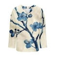 thumbnail image 5 of JUSLIO Cotton Womens Shirts Pullover Graphic Blouses Fashion Long sleeve V Neck Blouses Blue 5XL, 5 of 5