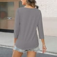 thumbnail image 4 of SROBPTY Womens Fall Top, 3/4 Sleeve Shirts for Women, Women's Fashion Loose Casual Solid 3/4 Sleeve V-Neck T-Shirt Tops Gray,M, 4 of 4