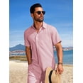 thumbnail image 4 of COOFANDY Men's Summer Short Sets Vacation Outfit Casual Button Down Shirt Beach Wedding Attire, 4 of 6