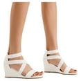 thumbnail image 5 of DREAM PAIRS Women's Summer Open Toe Wedge Sandals Ankle Strap Platform Sandals INNIS-1 WHITE Size 11, 5 of 5