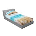 thumbnail image 2 of Seashells Fitted Sheet & Pillow Sham Set, Wooden Boardwald Sunshine Vacations Beach Theme, Decorative Printed 4 Piece Bedding Decor Set, Twinxl, Pale Brown Beige, by Ambesonne, 2 of 3