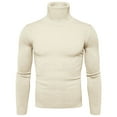 thumbnail image 1 of Kcodviy Mens Autumn and Winter Sweater Coat Solid Soft Turtleneck Sweater Mens Long Coats Winter Flexibility Solid Color Close Leather Coat Fitting Top Slim Sweater, 1 of 4