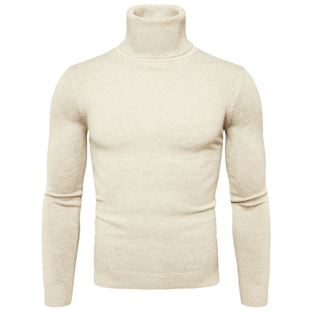 Kcodviy Mens Autumn and Winter Sweater Coat Solid Soft Turtleneck Sweater Mens Long Coats Winter Flexibility Solid Color Close Leather Coat Fitting Top Slim Sweater