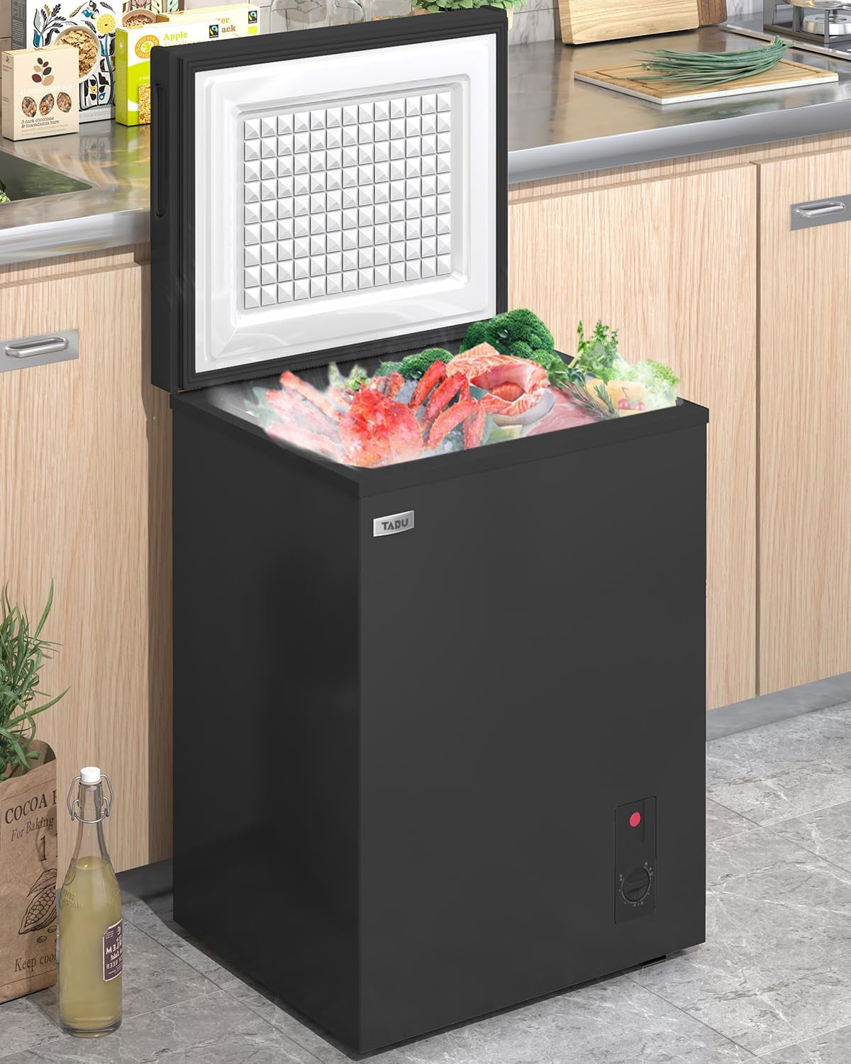 Black)Chest Freezer 3.5 Cubic Feet, Deep, Adjustable Temperature,from CA  92408