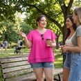 thumbnail image 3 of Agnes Orinda Women's Plus Size Chiffon Top Ruffle Short Sleeves V Neck Double Layered Hem Casual Blouses 3X Hot Pink, 3 of 9
