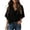 a-Black7526, variant on Womens Casual Solid Color Blouse With Draped Cowl Neckline Three Quarter Batwing Sleeves Loose Fit Shirt For Daily Office Wear Black XXL