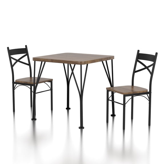 Mudah Metal 3-Piece Dining Table Set, Dark Bronze