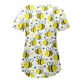 thumbnail image 3 of Scrub Tops for Women Bee Graphic Short Sleeve V-Neck Medical Uniform Soft Stretchy Free Nurse Shirt with 2 Pockets Yellow XL, 3 of 3