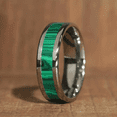 thumbnail image 3 of 1 8mm Titanium Steel Men's Ring - Boho Style Green Pattern Stainless Steel Ring, Uncoated Single Ring,10,Green,10, 3 of 8